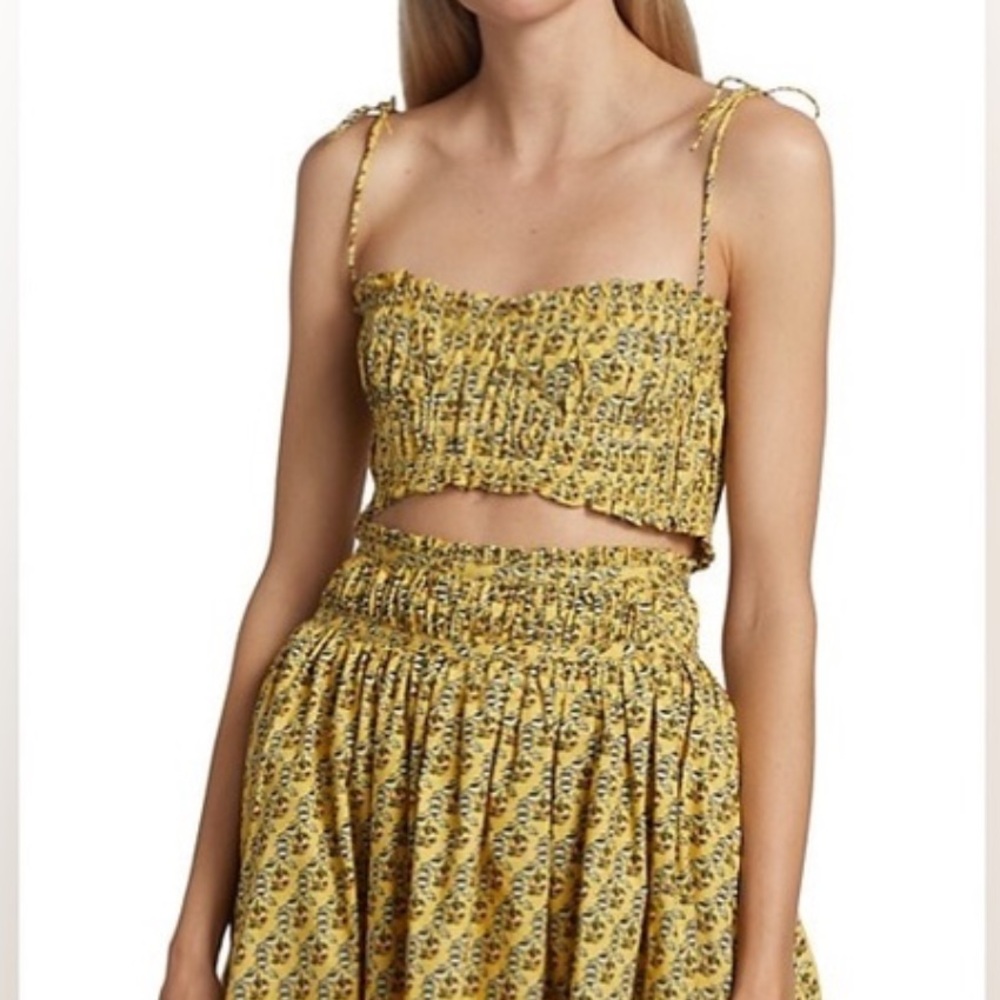 NWT - RHODE - Pari Smocked Cotton Crop Top in Yellow